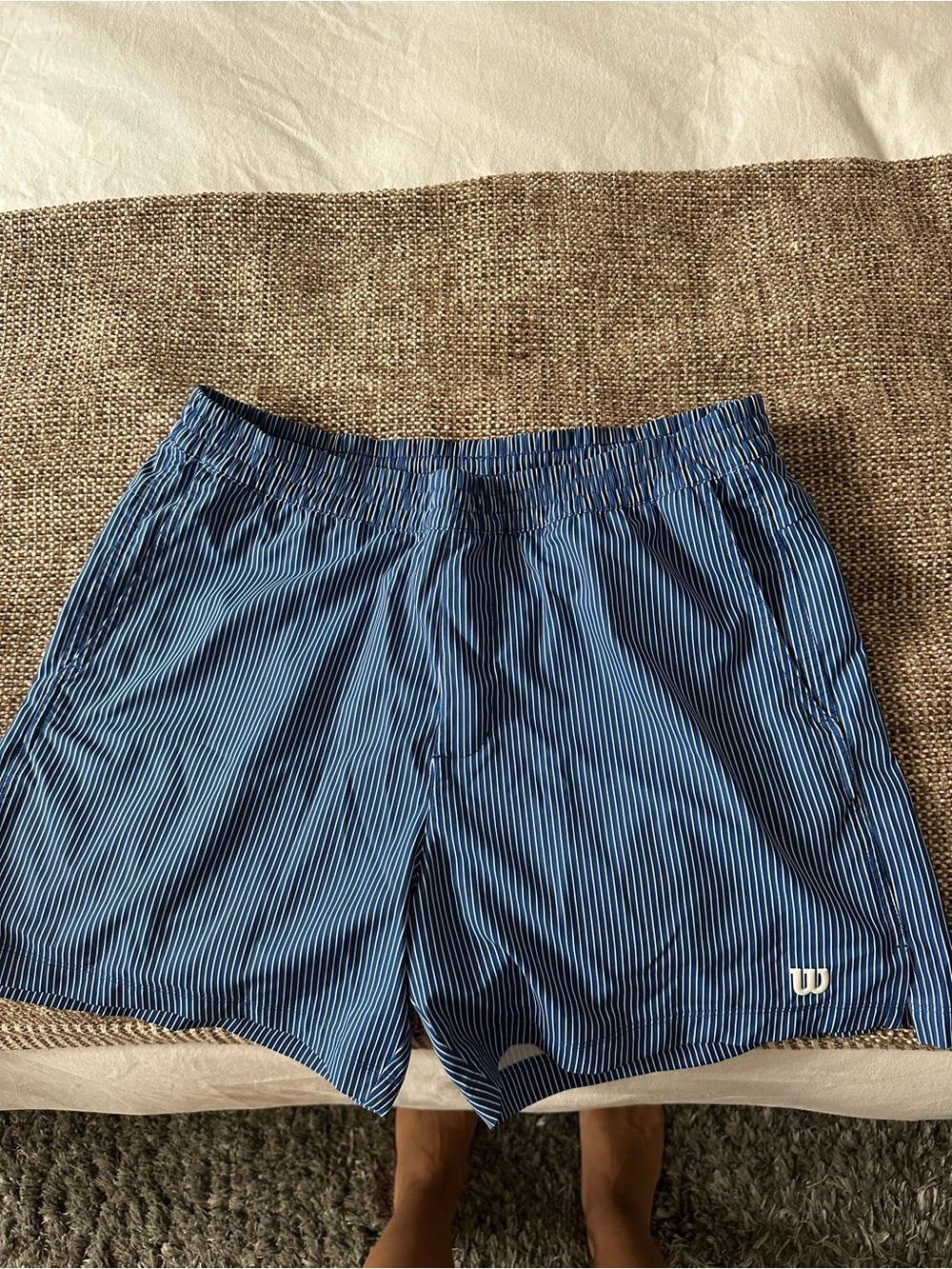 Wilson Men's Navy and White Pinstripe Athletic Shorts